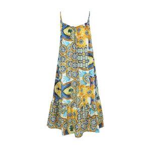 Caliban Square Collar Strap Relaxed Fit Printed Dress Multicolor Size IT 42 US 6